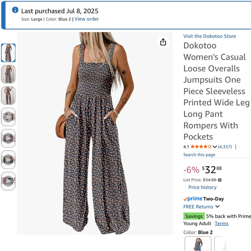 Blue and Orange/peach cinched jumpsuit